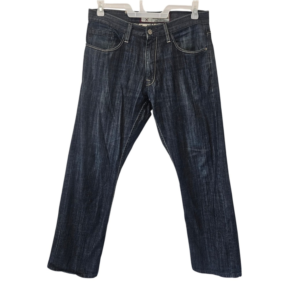 Artful Dodger Relaxed Straight Leg Embroidered Jeans Blue Streetwear Y2K 32